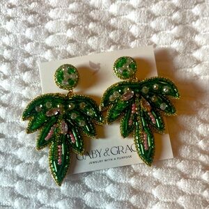 Brand new summer palm beaded earrings